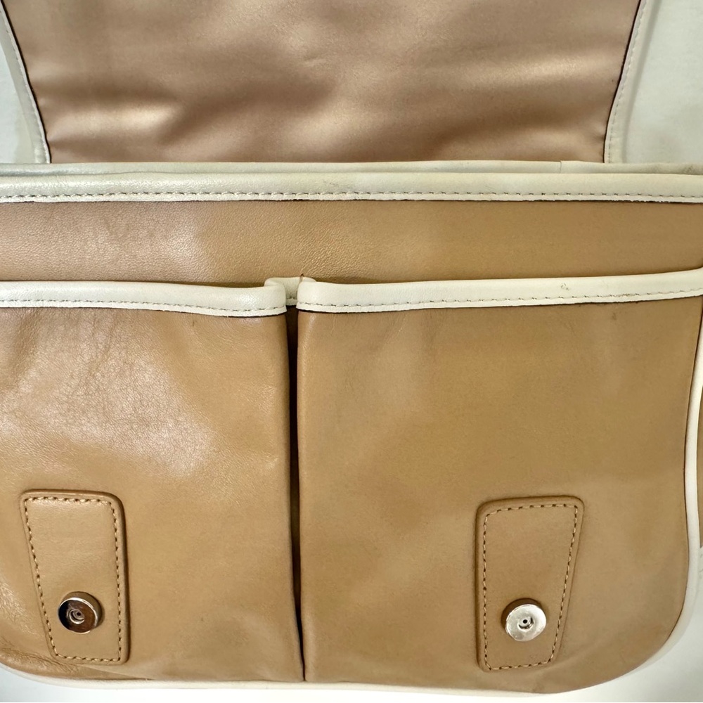 Pre-owned COACH Park Colorblock Salmon Pink/Tan/White Leather Crossbody Bag - Picture 6 of 14
